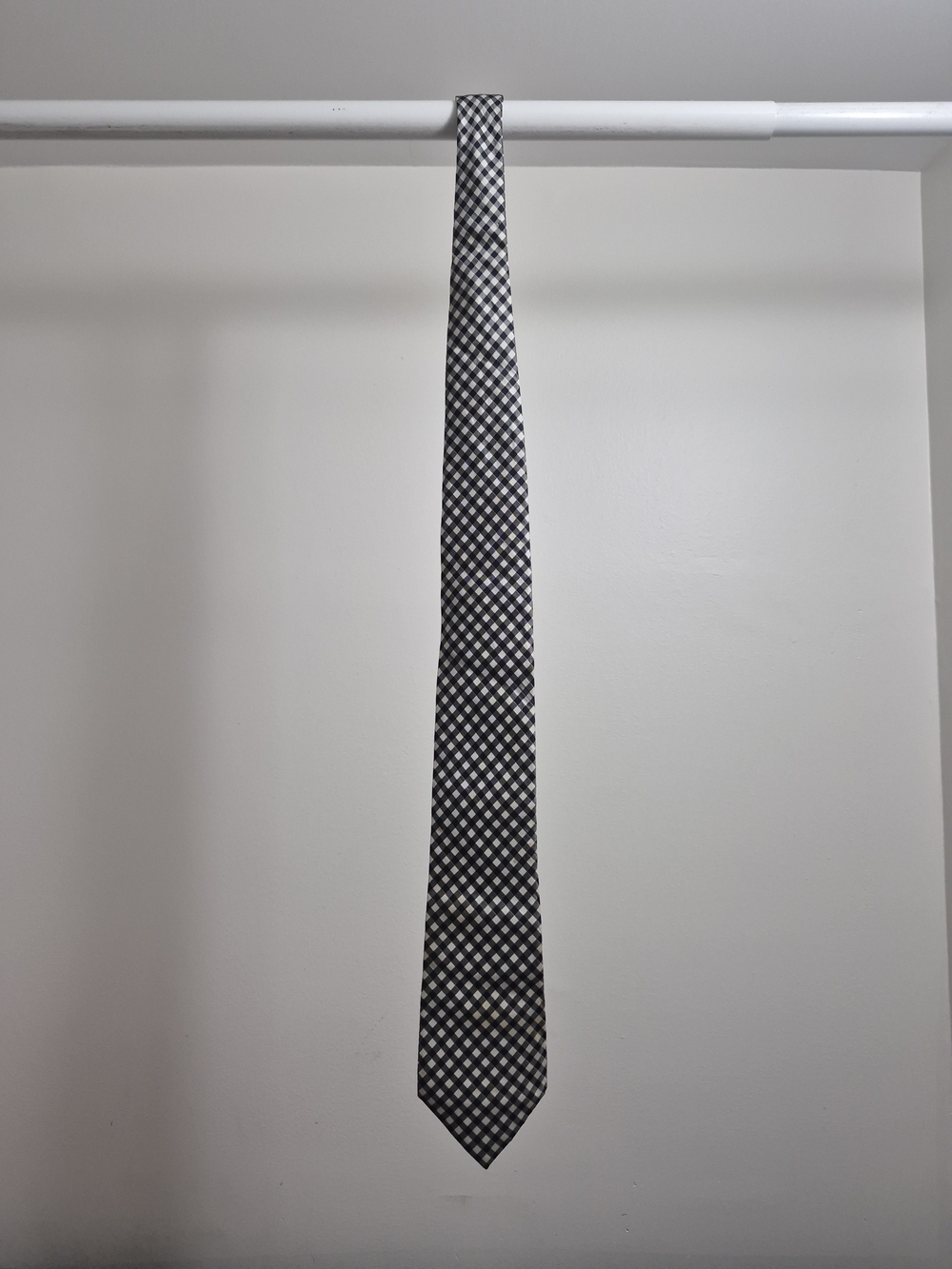 Vintage Black and White Checkered Men's Tie